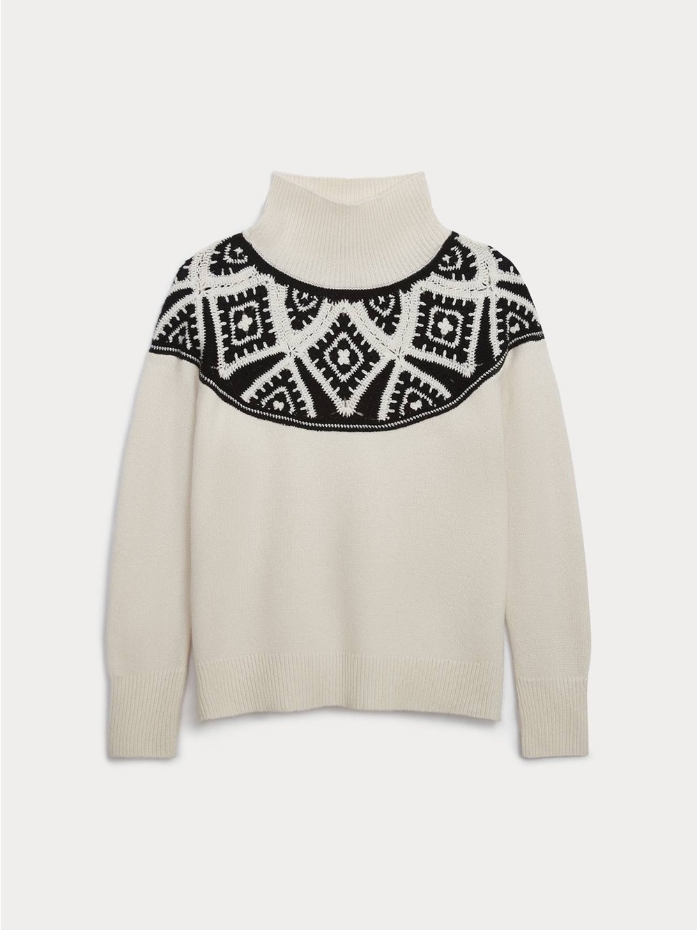 Naked Cashmere OONA CASHMERE TURTLENECK SWEATER - NATURAL/BLACK